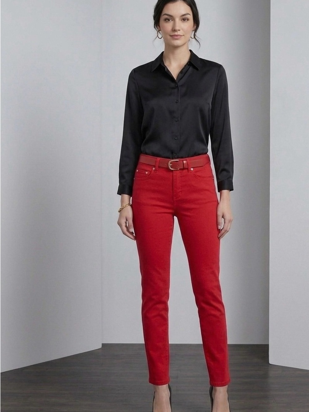 Urban Diva Red Slim-Fit Cotton Pants Size Large